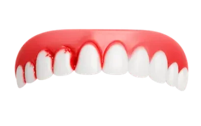 Encías sangrantes e inflamadas entre los dientes en ilustración dental 3D