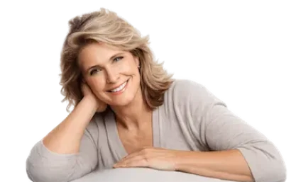 Mujer en menopausia asociada a cambios hormonales con impacto en la salud bucodental