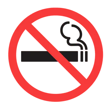 Señal de no fumar recomendada durante el blanqueamiento dental para evitar manchas