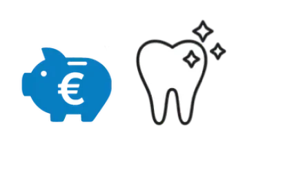 Icono de hucha y diente brillante que representa el precio de la limpieza dental en Madrid