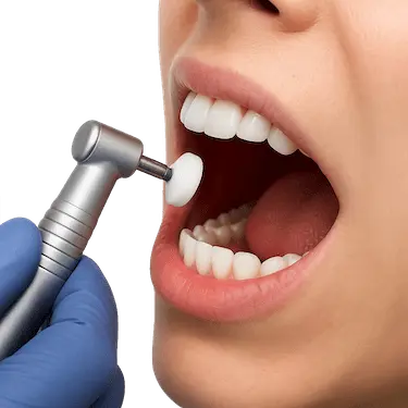 Pulido dental profesional tras limpieza dental para alisar y proteger los dientes en Madrid