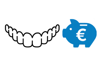 Icono de férula Invisalign y cerdito de ahorro, precio del tratamiento Invisalign en Murcia