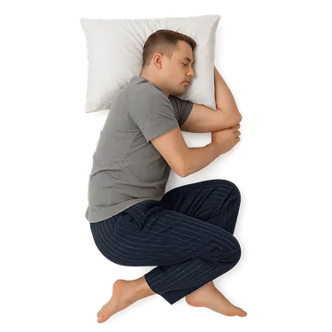 Persona durmiendo con mala postura cervical, tensión mandibular asociada al bruxismo