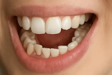 Apiñamiento dental que dificulta la limpieza y favorece la aparición de caries interdentales