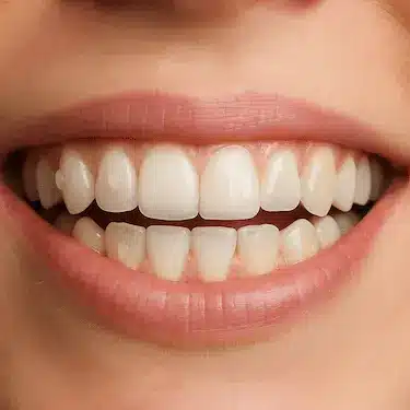 Sonrisa con ataches de Invisalign para ortodoncia transparente