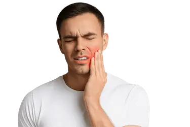 Hombre con dolor dental por desgaste causado por bruxismo