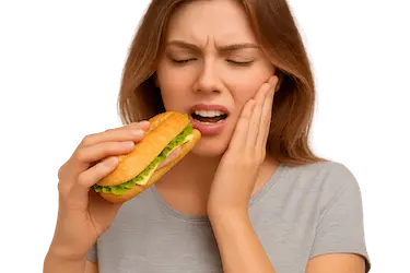 Molestias al masticar por caries dental que afecta capas internas del diente