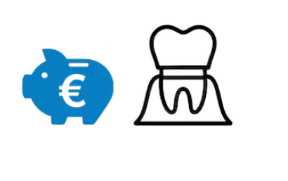 Icono corona dental sobre diente que representa el precio en Madrid