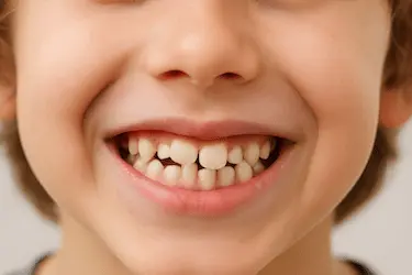 Dientes torcidos en niño antes de ortodoncia infantil