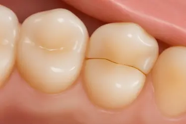 Diente agrietado por traumatismo con fractura visible que puede causar absceso dental