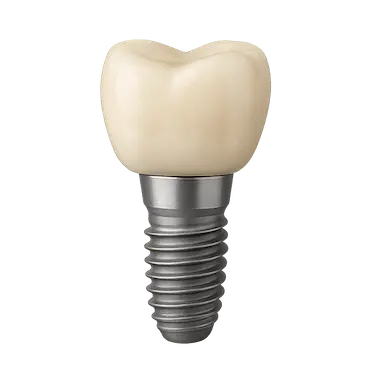 implantes dentales con coronas colocadas para restaurar la estética y la función masticatoria