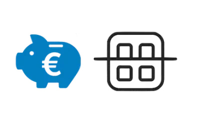 Icono de hucha y bracket de zafiro que representa el precio de la ortodoncia estética