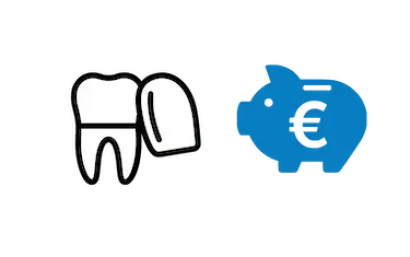 Precio de carillas dentales en Murcia con iconos de diente, lámina estética y hucha con euro