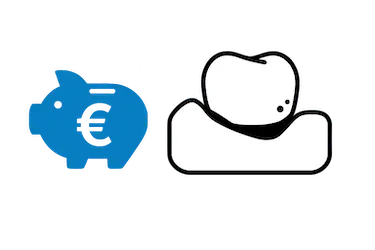 Icono del precio de la periodoncia en Madrid con símbolo de ahorro y tratamiento de encías