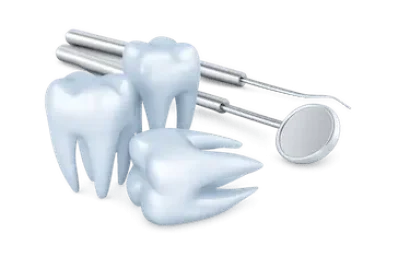 Instrumental y piezas dentales representando tratamientos dentales en Madrid