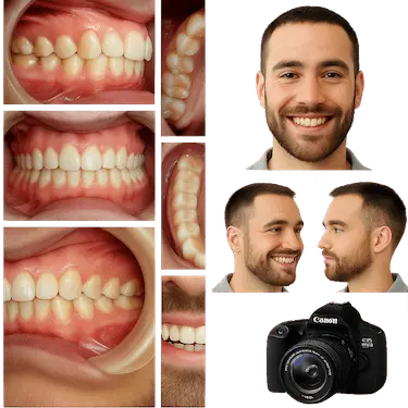 Estudio de ortodoncia en Madrid con fotografías intraorales y extraorales para analizar la mordida
