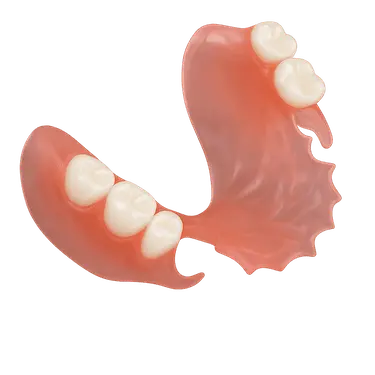 Prótesis dental parcial removible flexible sin ganchos para sustituir dientes ausentes