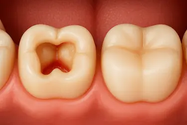 Diente infantil tratado con pulpotomía para conservar la pieza temporal en Murcia