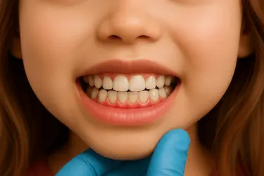 Odontopediatra revisando encías sanas en niña para prevenir gingivitis en Clínica Dr. Ferrer Madrid