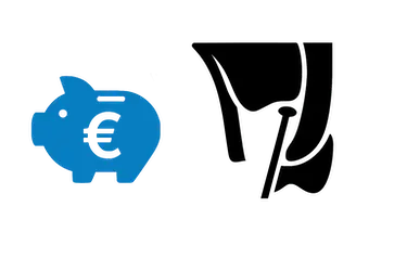 Iconos del precio de una elevación de seno maxilar con hucha y esquema del procedimiento