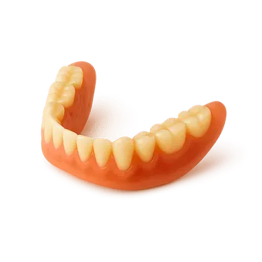 Prótesis dental completa removible inferior sobre encía artificial