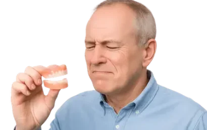 Hombre mayor con molestias por prótesis mal ajustada antes de solución fija con implantes en Murcia