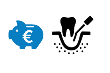 Iconos de precio y tratamiento dental del coste de una expansión ósea para implantes en Madrid