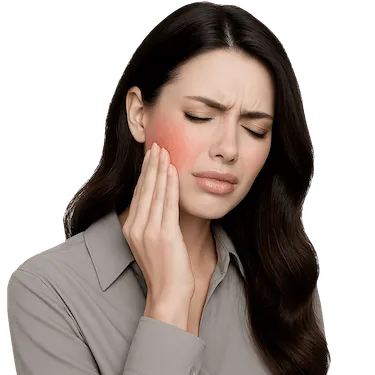 Dolor agudo de muela con encías hinchadas que requiere urgencia dental en Madrid