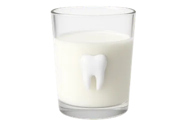 Muela en vaso de leche para conservar un diente avulsionado antes de urgencias en Madrid