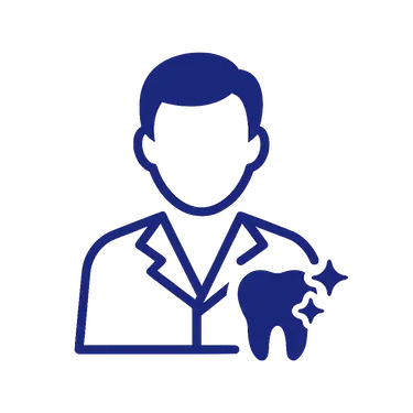 Icono de odontólogo especialista con diente brillante que representa experiencia profesional