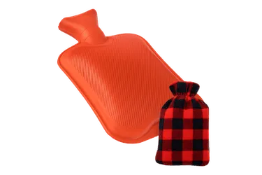 Bolsa de agua caliente que indica no aplicar calor en un flemón o infección dental