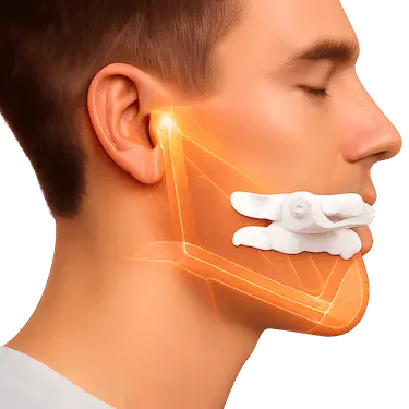 Férula antirronquidos que adelanta la mandíbula para abrir la vía aérea y evitar ronquidos