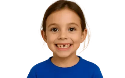 Niña sonriendo durante su revisión dental con dentista infantil en Madrid Dr. Ferrer