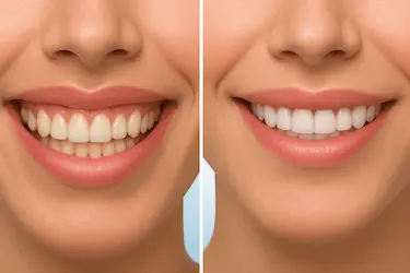 Antes y despu&eacute;s de un alargamiento coronario para corregir sonrisa gingival