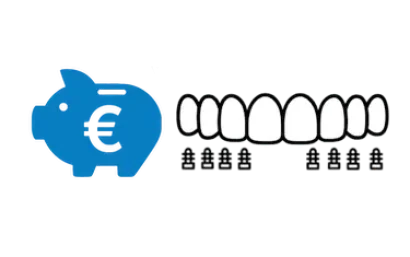 Icono de ahorro en prótesis dental fija completa de porcelana sobre implantes en Madrid