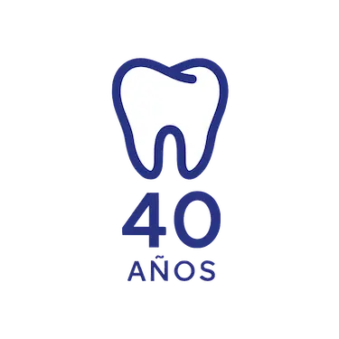 Icono de un diente con el texto 40 años como símbolo de experiencia dental