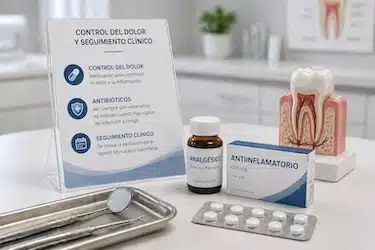 Medicación y seguimiento clínico para controlar dolor e inflamación en alveolitis