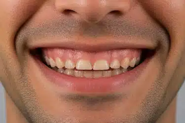 Dientes desgastados que hacen que se vea más encía al sonreír
